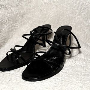 Bandolino black leather Strappy High Heel Sandals Ankle Strap